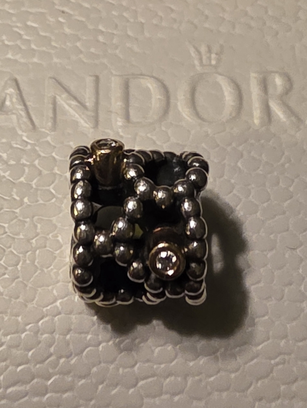 Retired PANDORA DIAMOND DELIGHT - Silver 14K Gold Settings With Real Diamonds - Picture 3 of 8